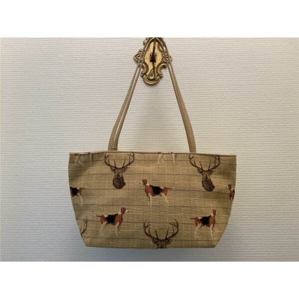 Lovergreen Tasche kariert Motiv: Hirsch/Hund