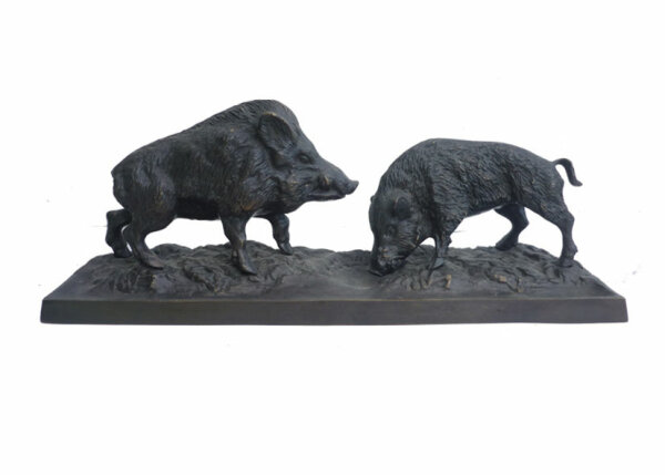 Lovergreen Bronzestatue Motiv zwei Wildschweine groß