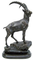 Lovergreen Bronzestatue Motiv stolzer Steinbock auf einem...