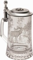 Lovergreen Accessoires Motiv Hirsch Bierkrug mit Zinn-Deckel