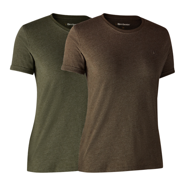 Deerhunter Ladies Basis T-shirt im 2er-Pack Damen Adventure Green mel/Brown Leaf mel.