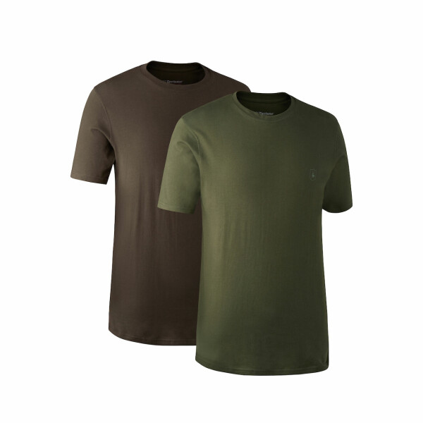 Deerhunter T-Shirt 2er Pack Herren Green/Brown Leaf