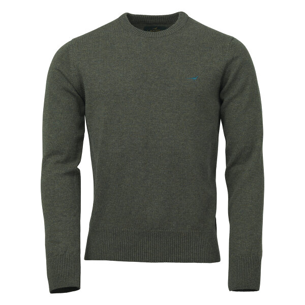 Laksen Hoy O-neck Lambswool Sweater - Forest green